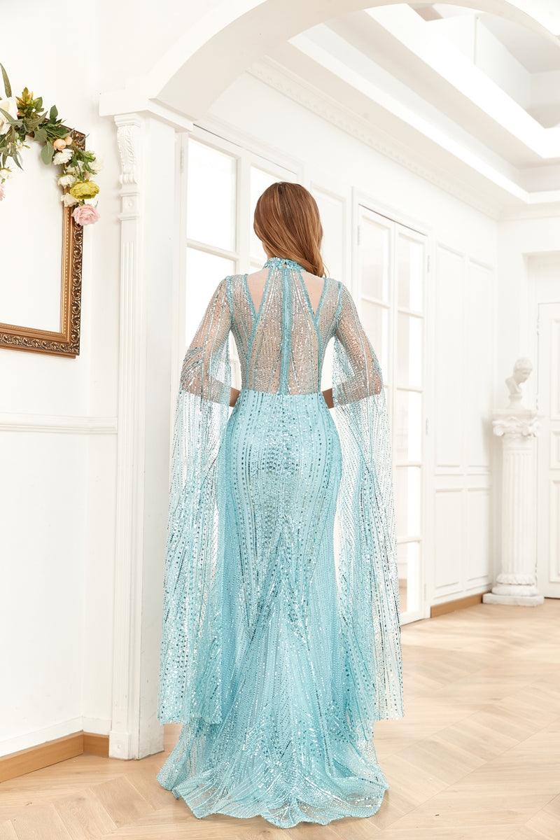 High Couture NR2260 Long Sleeve Formal Cape Dress High Couture NR2260 Long Sleeve Formal Cape Dress