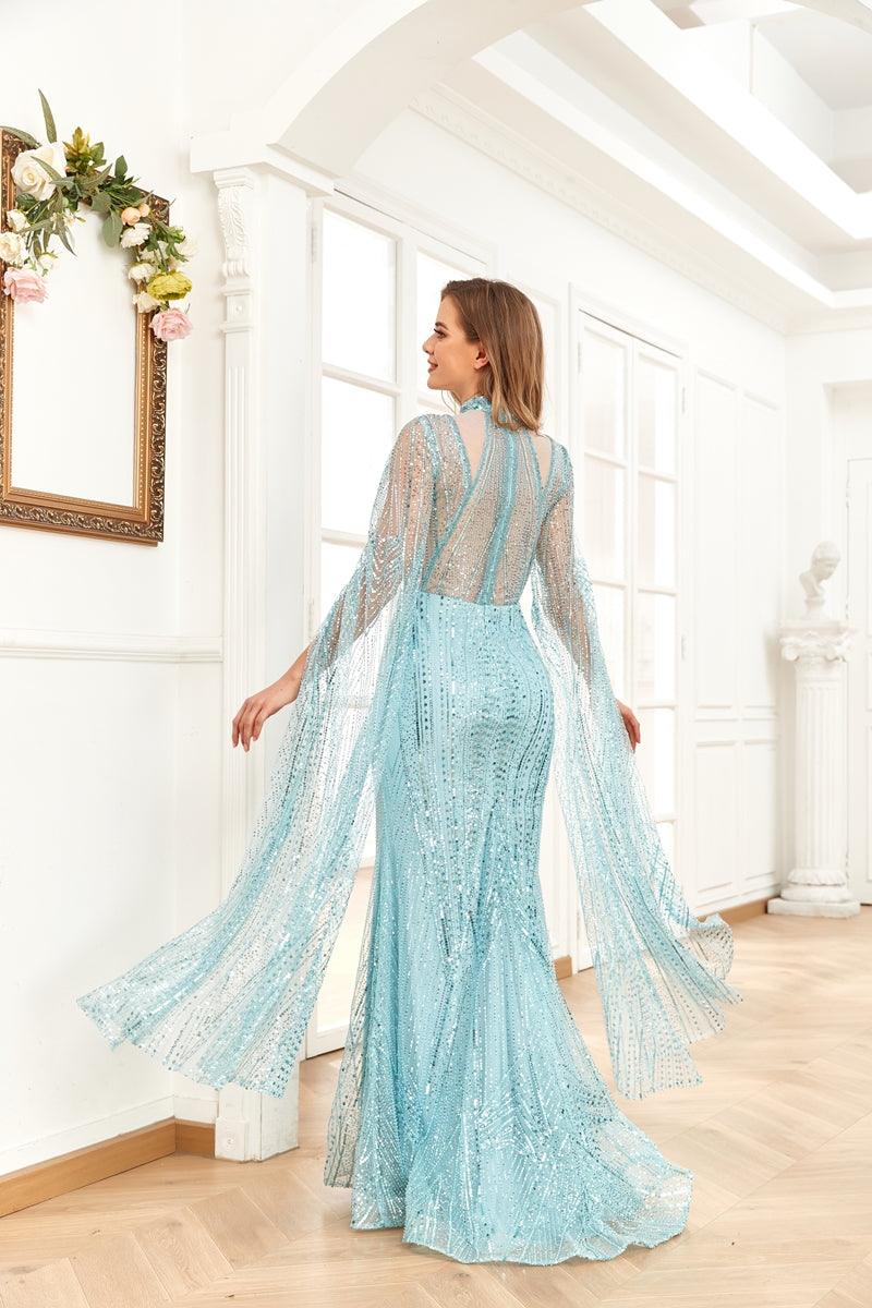 High Couture NR2260 Long Sleeve Formal Cape Dress ZoeRose Couture Corp High Couture NR2260 Long Sleeve Formal Cape Dress ZoeRose Couture Corp