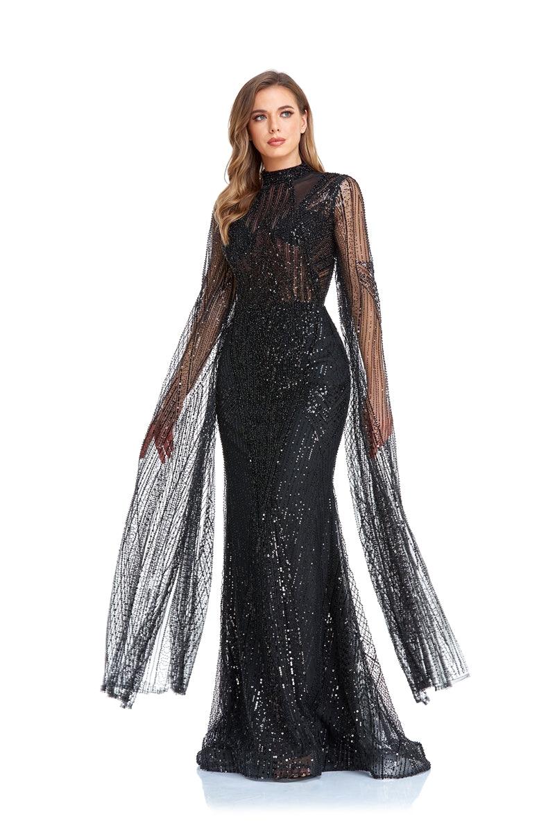 High Couture NR2260 Long Sleeve Formal Cape Dress – ZoeRose Couture Corp High Couture NR2260 Long Sleeve Formal Cape Dress – ZoeRose Couture Corp